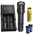 '- Battery, Tactical V2 Free - XP-L2 Flashlight Combo: Batteries P20 LED V6 Lumens +2x D2 1100 CREE Charger w/NL189 Nitecore CR123A Eco-Sensa