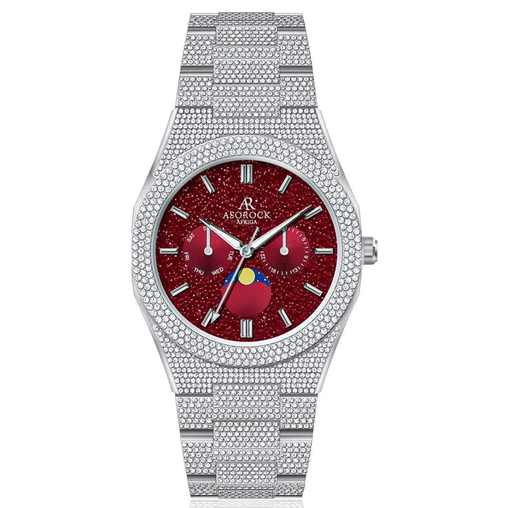 diamond CZ | Fully iced | strap | - bezel Iced Asorock Watches Small diamond transporter 44mm Yellow watch Gold/Red -
