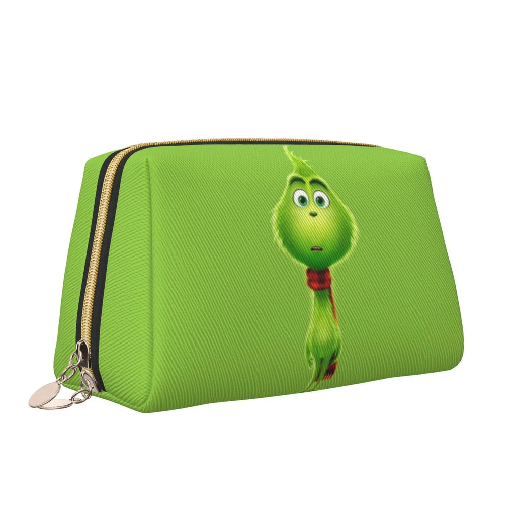 Travel Bag Makeup Organizer Portable Storage Gift Cartoon Purse Pouch Cosmetic Toiletry Bag Grinch Leather