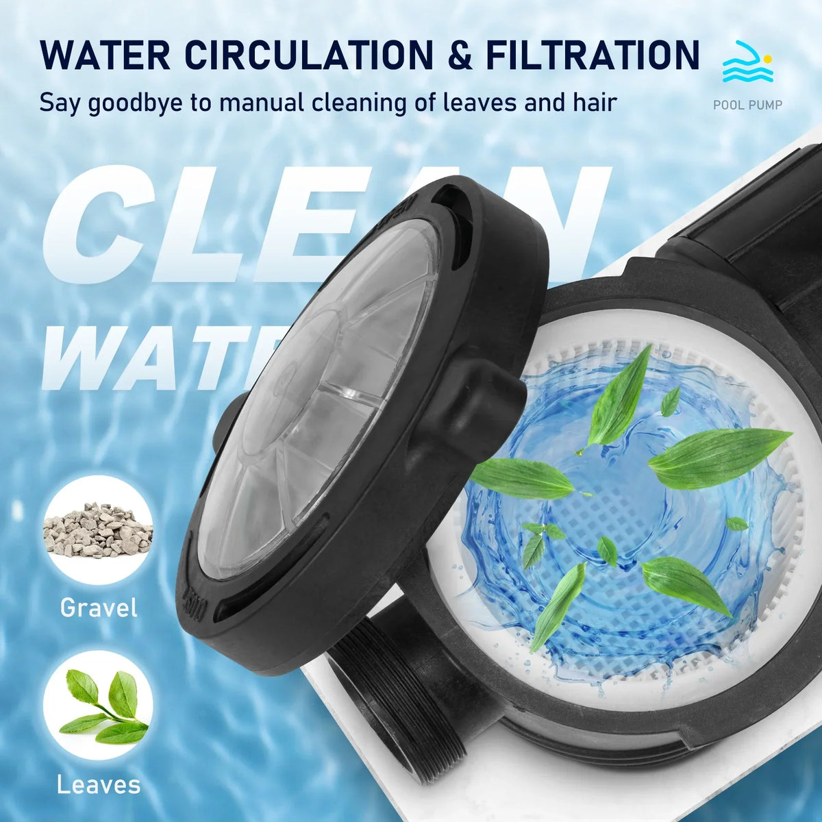Strainer Pool Ground of Pool 1100W Pump, Flow, Happybuy w/ Basket, for Pumps Single 5280GPH Swimming Speed Above 115V, Max. ETL Certification 1.5HP