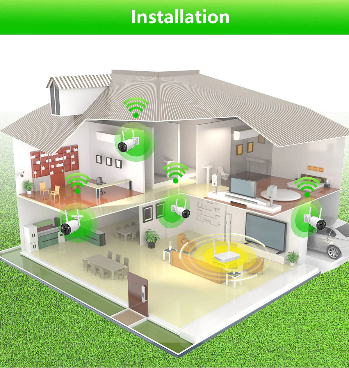 Wireless Panels HDD Solar 4 4Pcs , NVR 2.5inch Battery , Camera WiFi 3MP 8CH CCTV VIKVIZ System