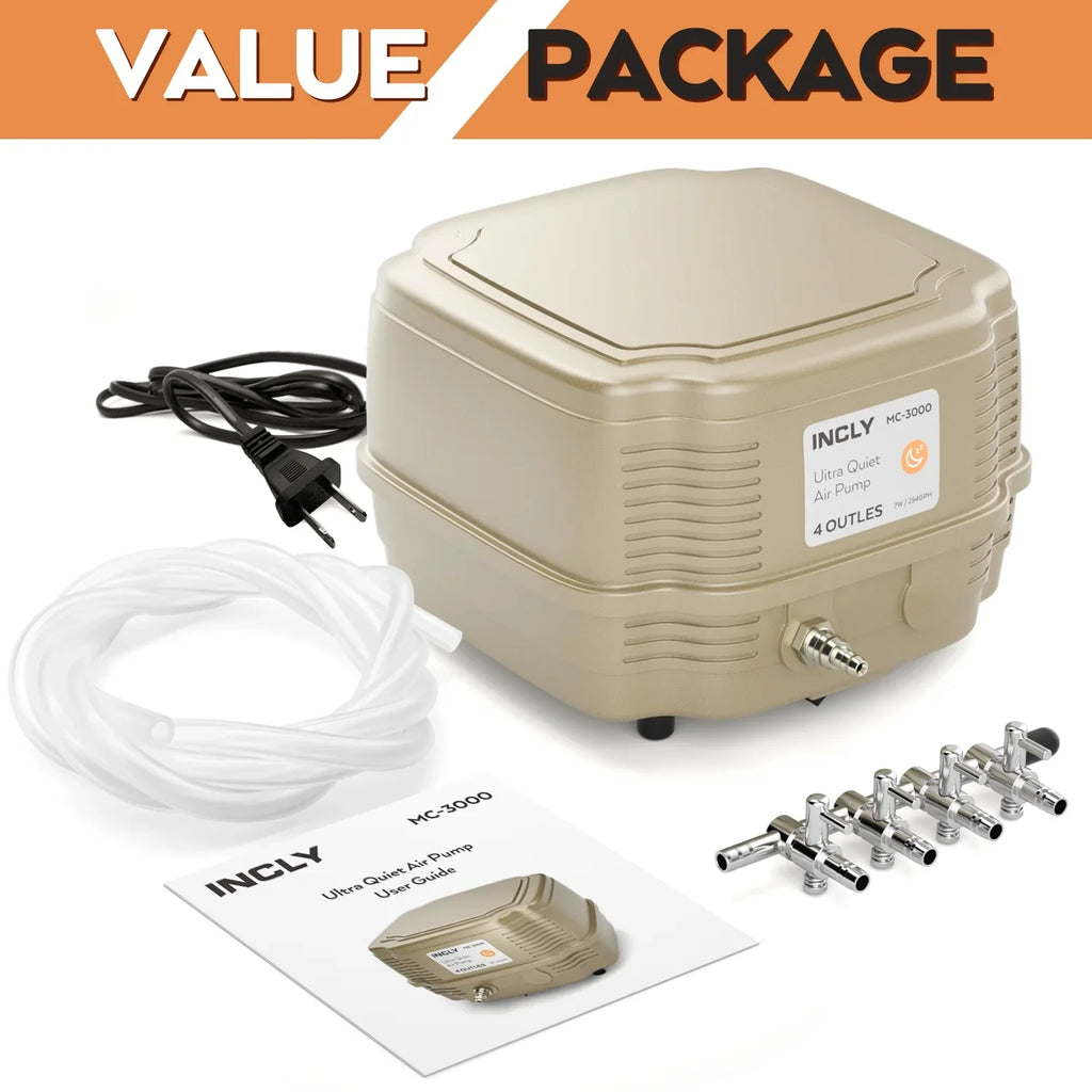 for Commercial Outlet, Adjustable INCLY Air Hydroponics Gallon Quiet Filter with Tank 7W Oxygen Stone Pump 4 rium & 245 Bubbler Air Liquid Fish Pond