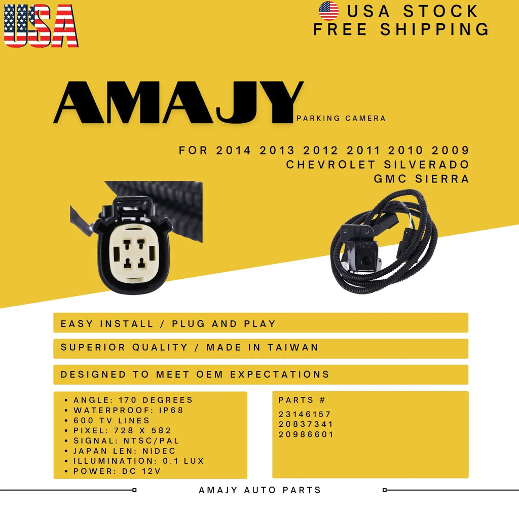 Sierra 20986601 Backup 09-14 23146157 Camera Silverado 20837341 GMC Chevrolet Replaces for