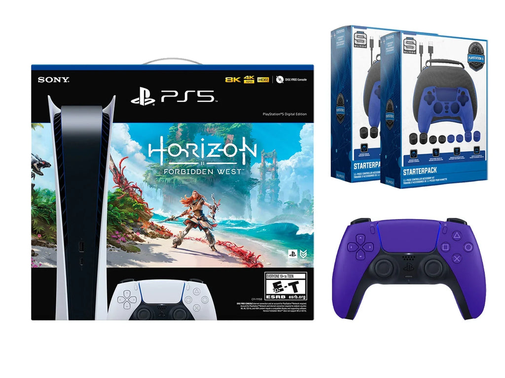 Surge 2 Horizon Digital Pack with Starter Kit Accessory Pro Controller Pack Gamer Forbidden Purple Sony Extra with 5 Bundle Playstation West