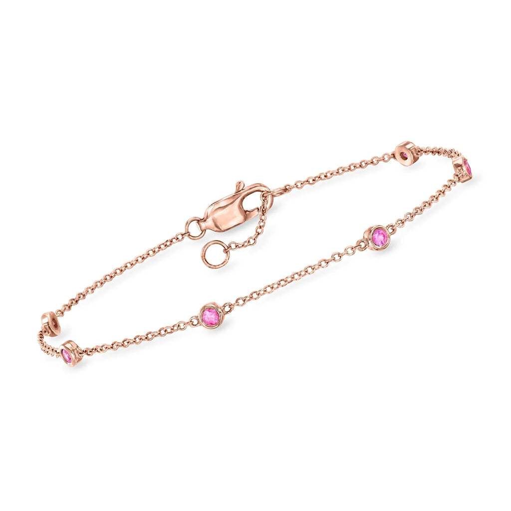 0.20 14kt Adult ct. Sapphire Bracelet by Pink in Station Pure t.w. Ross-Simons Women's, Rose Gold, RS