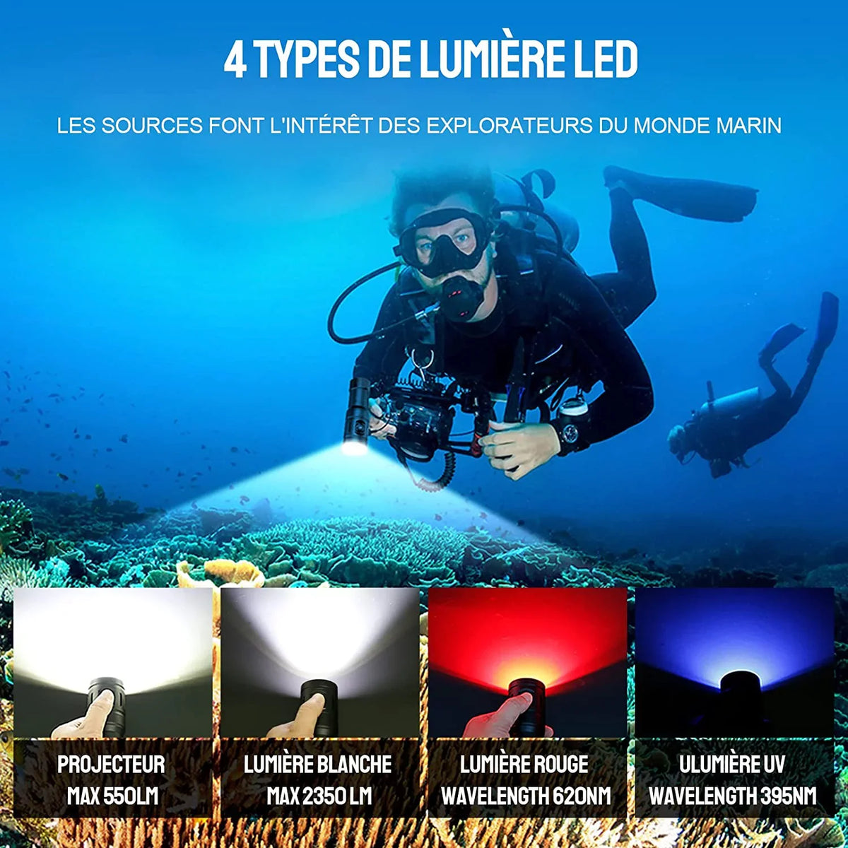 Flashlight,2350 LED Underwater DF35 Diving Light Scuba Lumens Photography Diving TrustFire Photography Fill Light,for Underwater