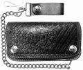 Old Embossed Genuine Chain 6" Time Black Lucky Leather 13 Wallet