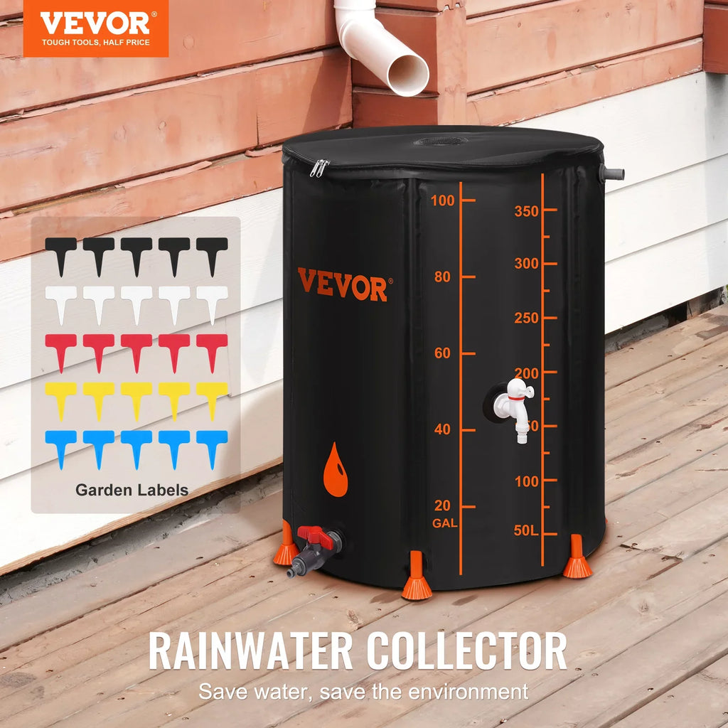 Rainwater and Kit, Capacity, Overflow System Container Barrel, Collection Spigots BENTISM Including PVC Rain Collapsible Portable 100 Gallon Storage Tank Liquid Large