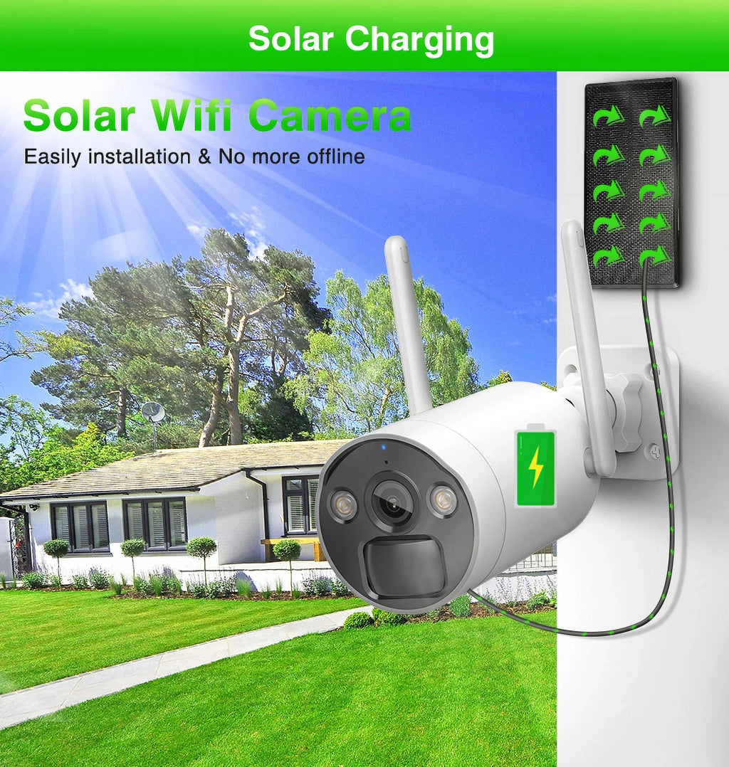 Wireless Panels HDD Solar 4 4Pcs , NVR 2.5inch Battery , Camera WiFi 3MP 8CH CCTV VIKVIZ System