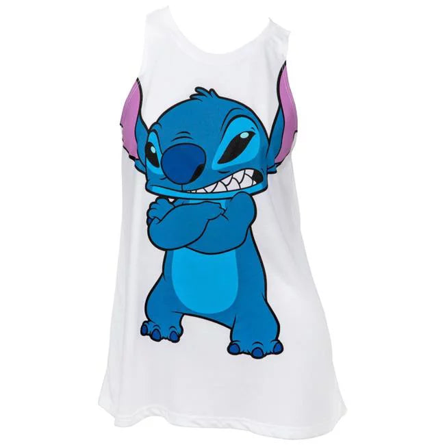 Juniors Stitch Top, Large Tank Character
