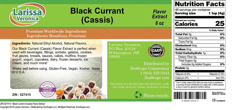2-Pack, oz, Flavor (Cassis) 527415) (Black Currant Zin: (Cassis), 8 Extract, Larissa Currant Black Veronica