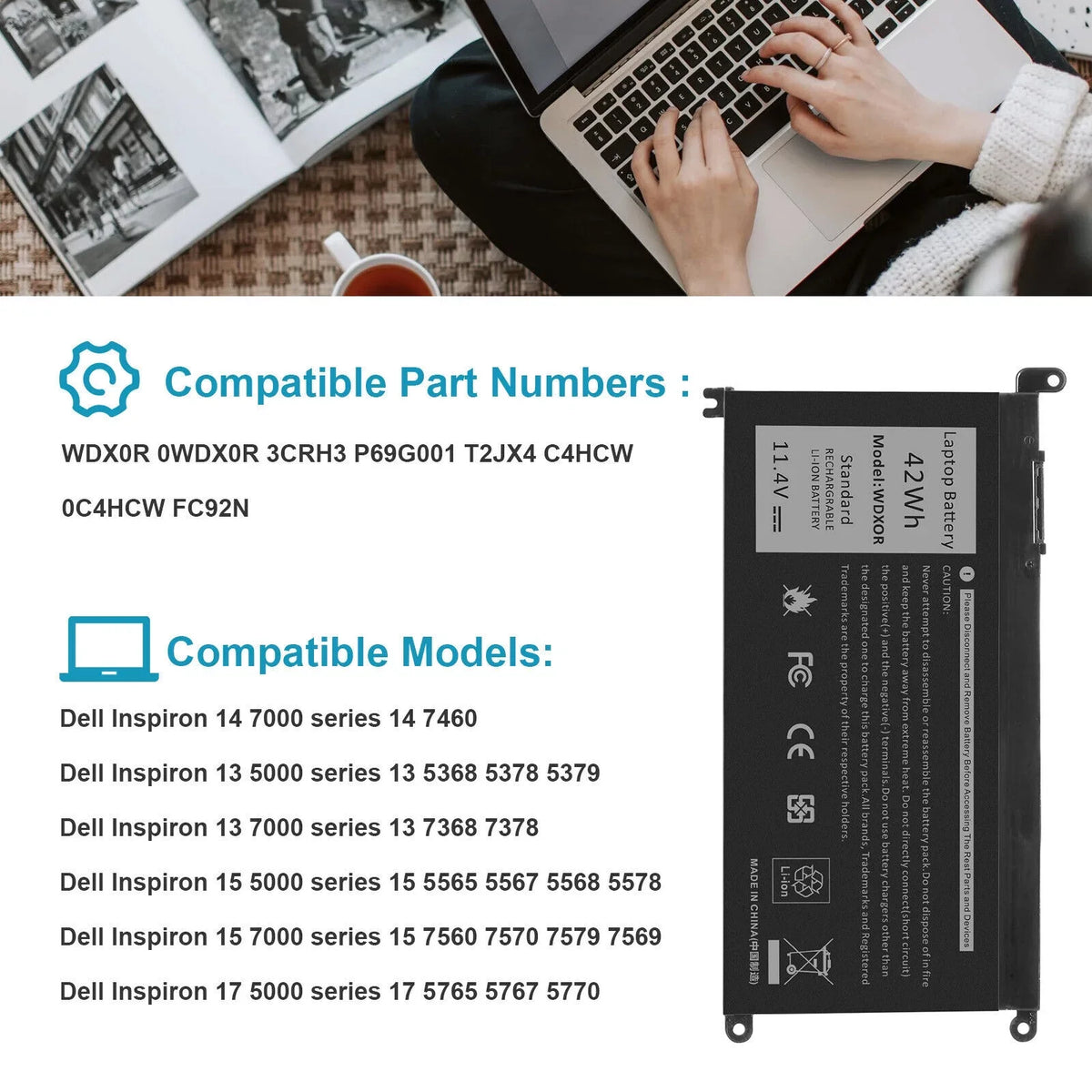 13 Inspiron Battery Dell 7368 7460,Inspiron For 14 7378