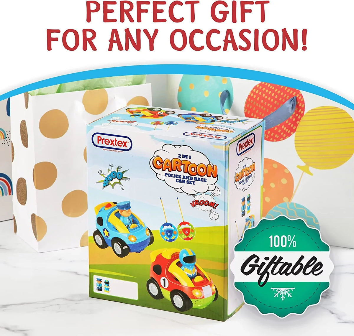 '- Different Can Cars Prextex Car Toddler Pack 2 So Boys Race 2-4 - for Ages Gifts Toys Race for Control Cartoon Each with Car & Girls Police Boys, - Together | Both RC Remote and Frequencies Kids,