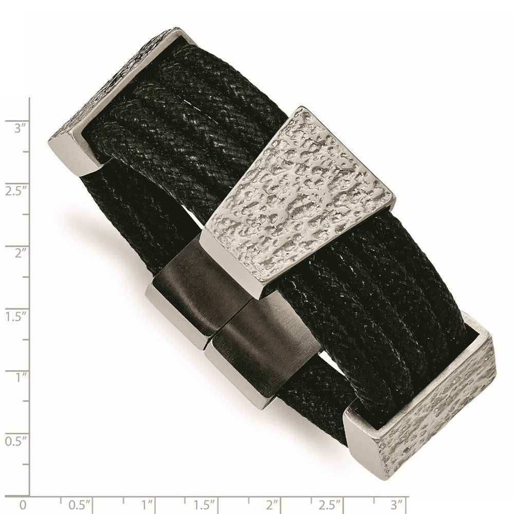 Polished in Bracelet Multi-strand Stainless Steel mm Fancy Cord Textured and 8