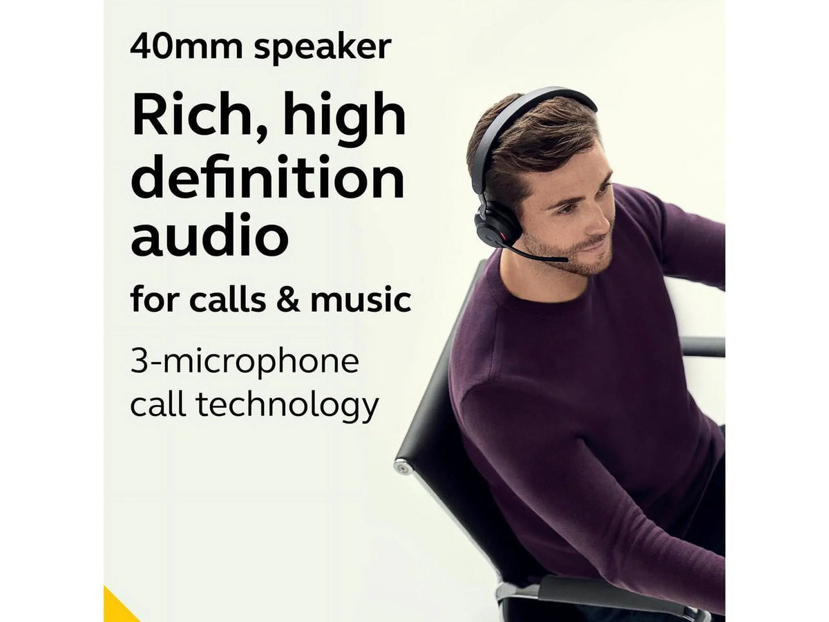 Jabra MS Mono 65 Black Evolve2 Charging Headset USB-C with - / Wireless Stand Music Headphones