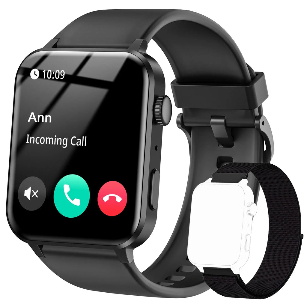 Modes 100+ iOS, for Fitness Sports Women with Smart Assistant, Android for Liquidproof, Call/Voice 1.83" and Watch Black Bluetooth Watch