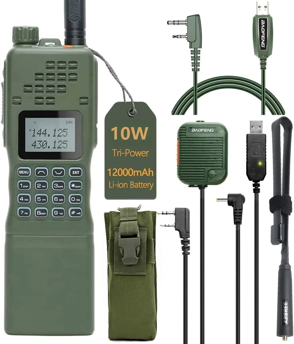 Walkie Bag Antenna,USB Kit and Talkie with Long Rechargeable Two Radio Full mic,18.8 Programming Foldable 10W ABBREE&BaofengAR-152 Charger Range Tactical Way AR-152 Cable Shoulder Cable,AR-152 inch