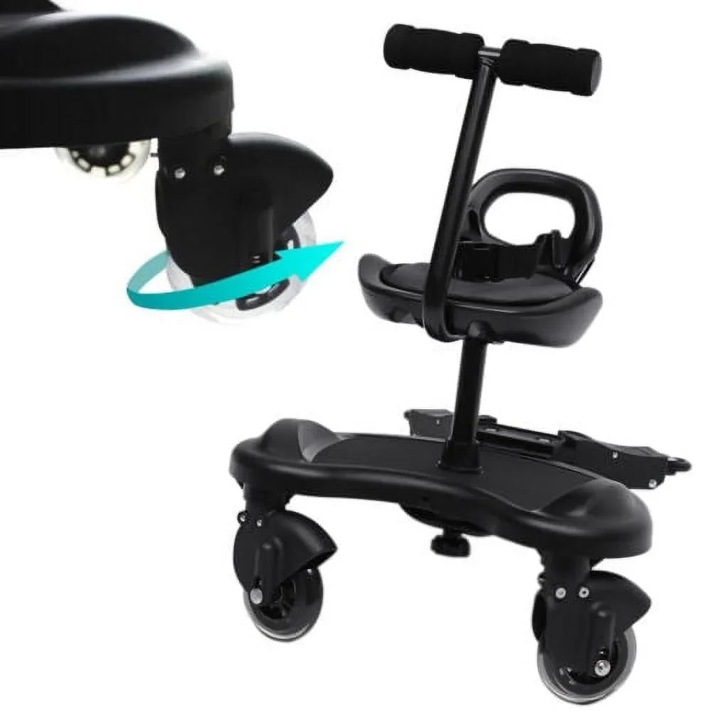 Child Buggy Board Attachment Rider Seat+Standing Platform Stroller Saddle w/