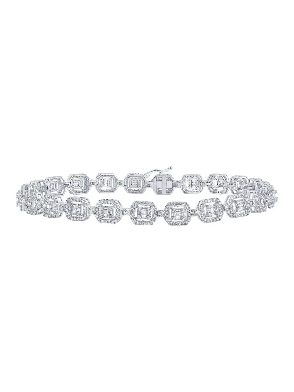 Square Diamond Worldwide White Bracelet Macey Mens Gold Ctw 4 Jewelry Link 10k Baguette
