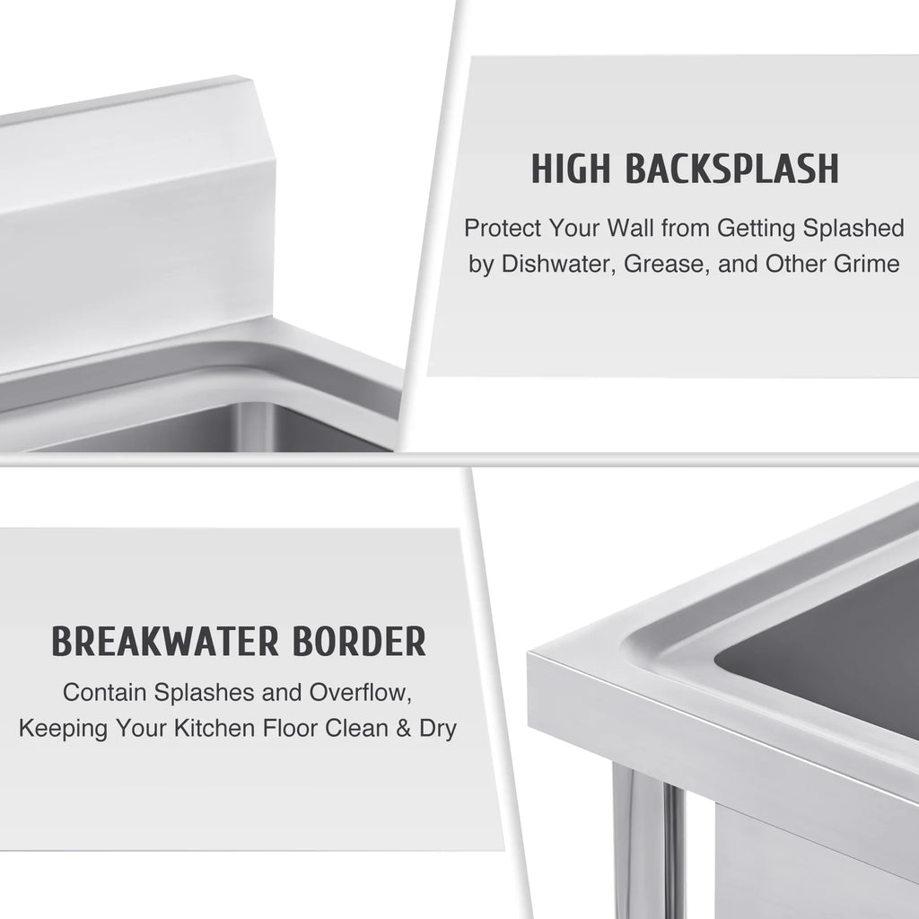 Wilprep Bar for Backsplash Strainer Drainboard Utility Commercial Steel Stainless Sink Kitchen w