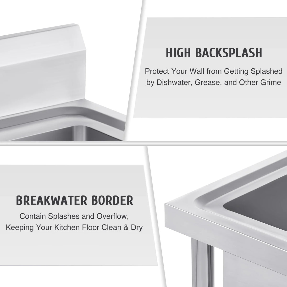 Wilprep Bar for Backsplash Strainer Drainboard Utility Commercial Steel Stainless Sink Kitchen w