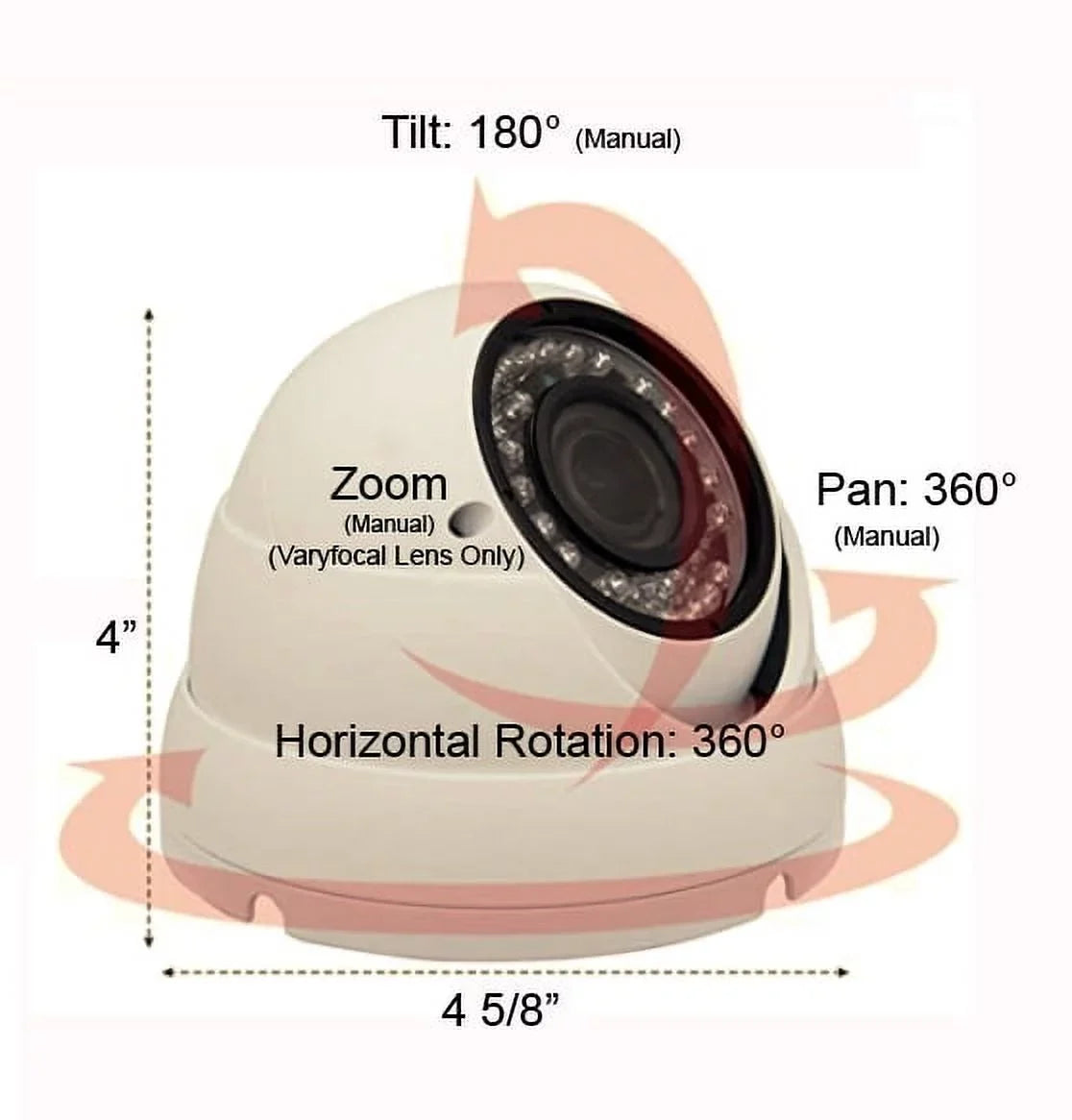 CVBS) Camera IN 2.4Megapixel Full-HD True OSD Lens Dome STARVIS (White) 1080P 1(TVI, Sensor SONY Variable WDR IR Camera CVI, 2.8-12mm In/Outdoor AHD, Focus Security 101AV 4 Image