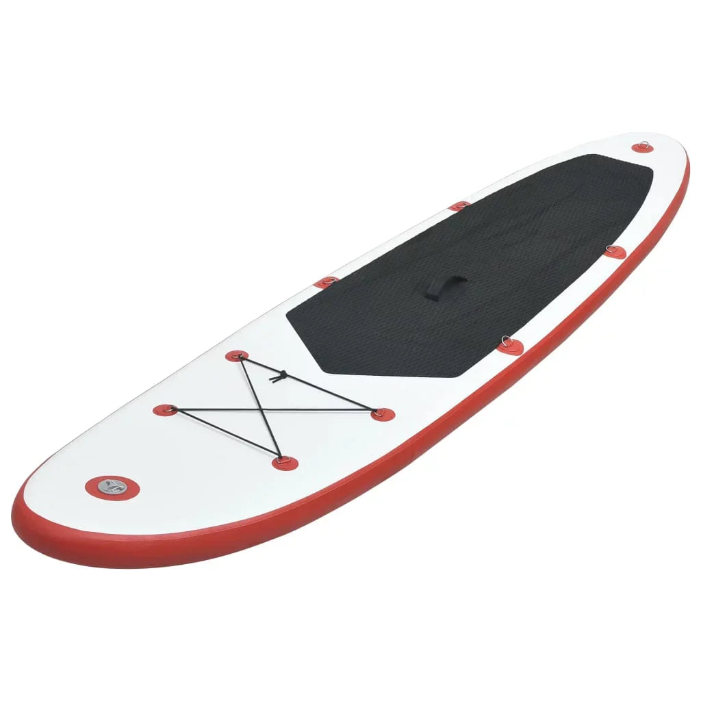 White Suzicca Inflatable and Board Surfboard Paddle Set Red