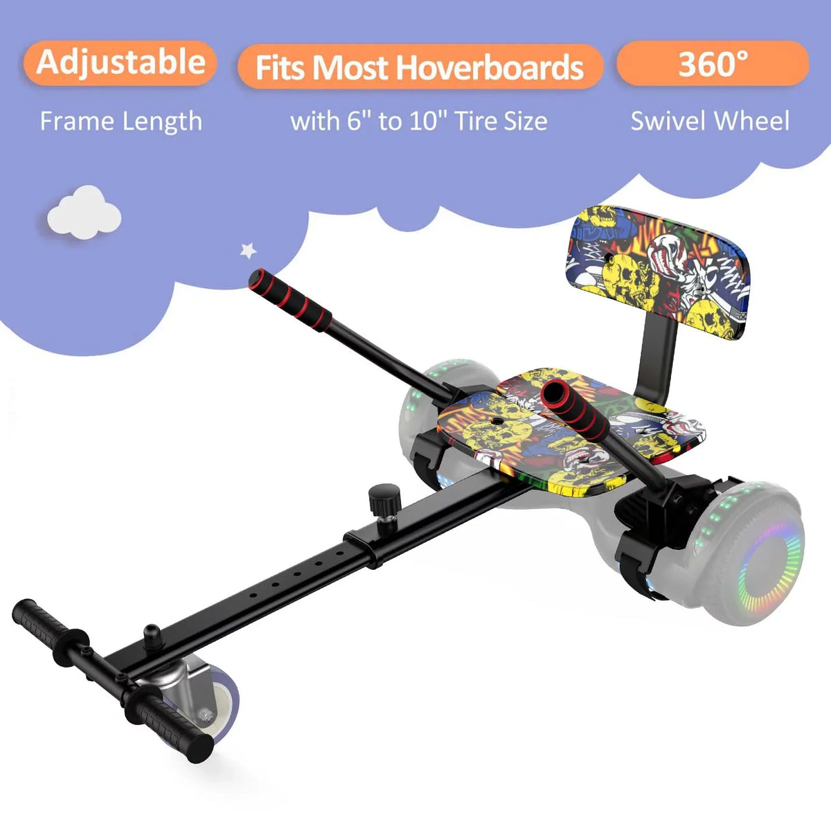 Attachment, 10" Graffiti Seat Compatible 6.5"/ with Hoverboard Hoverboards 8"/ for Accessories, Adjustable Kids, Hoverboards