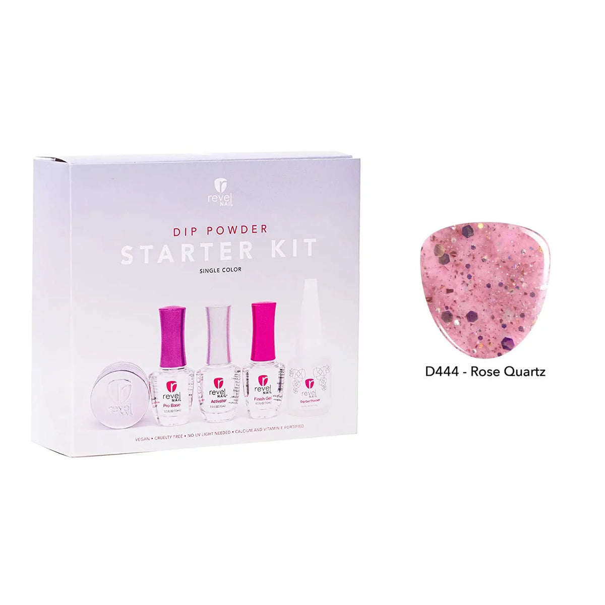 Dip Starter with D444 Powder Kit Quartz oz EZ 0.5 Nail Powder Revel Rose Liquids