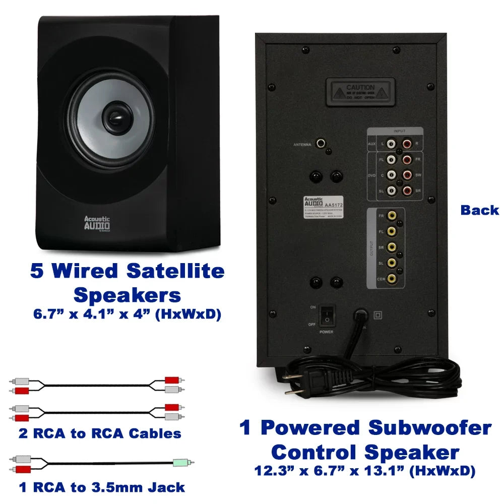 Speaker Theater and Optical Bluetooth System Input AA5172 USB Acoustic 5.1 with Home Audio