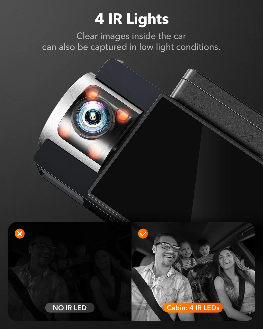 Rear, Dash Dual Camera with IR and 4K+2.5K Camera 3" Card, Dash Dash Vision, WiFi WOLFBOX Night with GPS, 5G Vehicle Cam Super Car LCD UHD Front Cam Built-in 4K 64GB