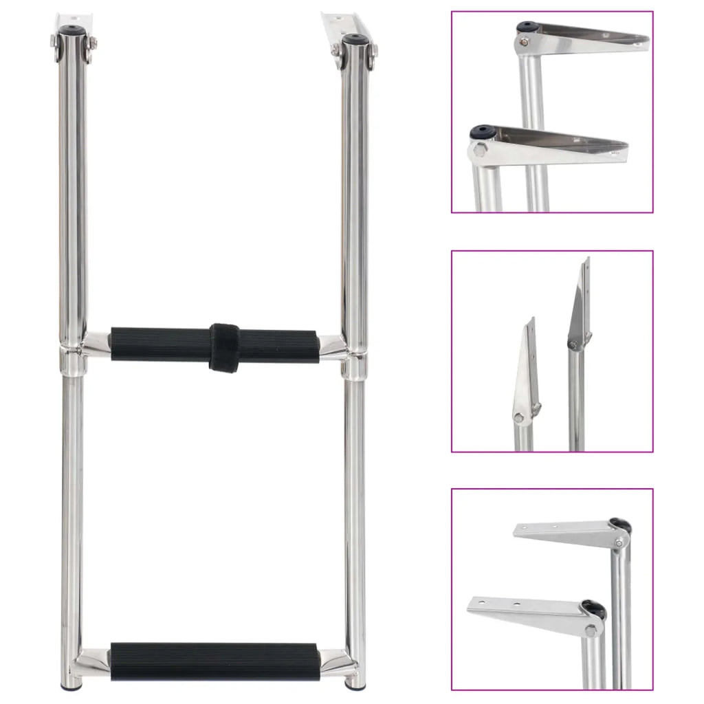 Stainless 2-step Boarding Carevas Folding Steel Ladder