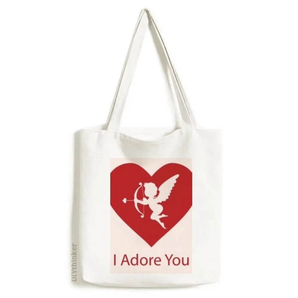 Satchel Canvas Relaxed Shopping Day Bag I Valentine's Red Adore Handbag Tote You