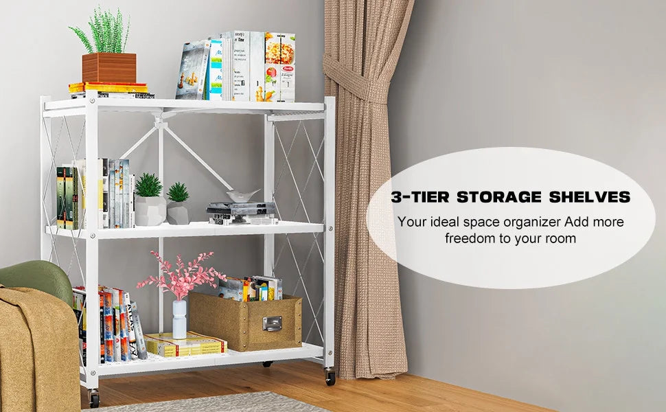QRInnovations  Design Duty Shelving Tier Rack White Heavy 3/4 Modern Storage