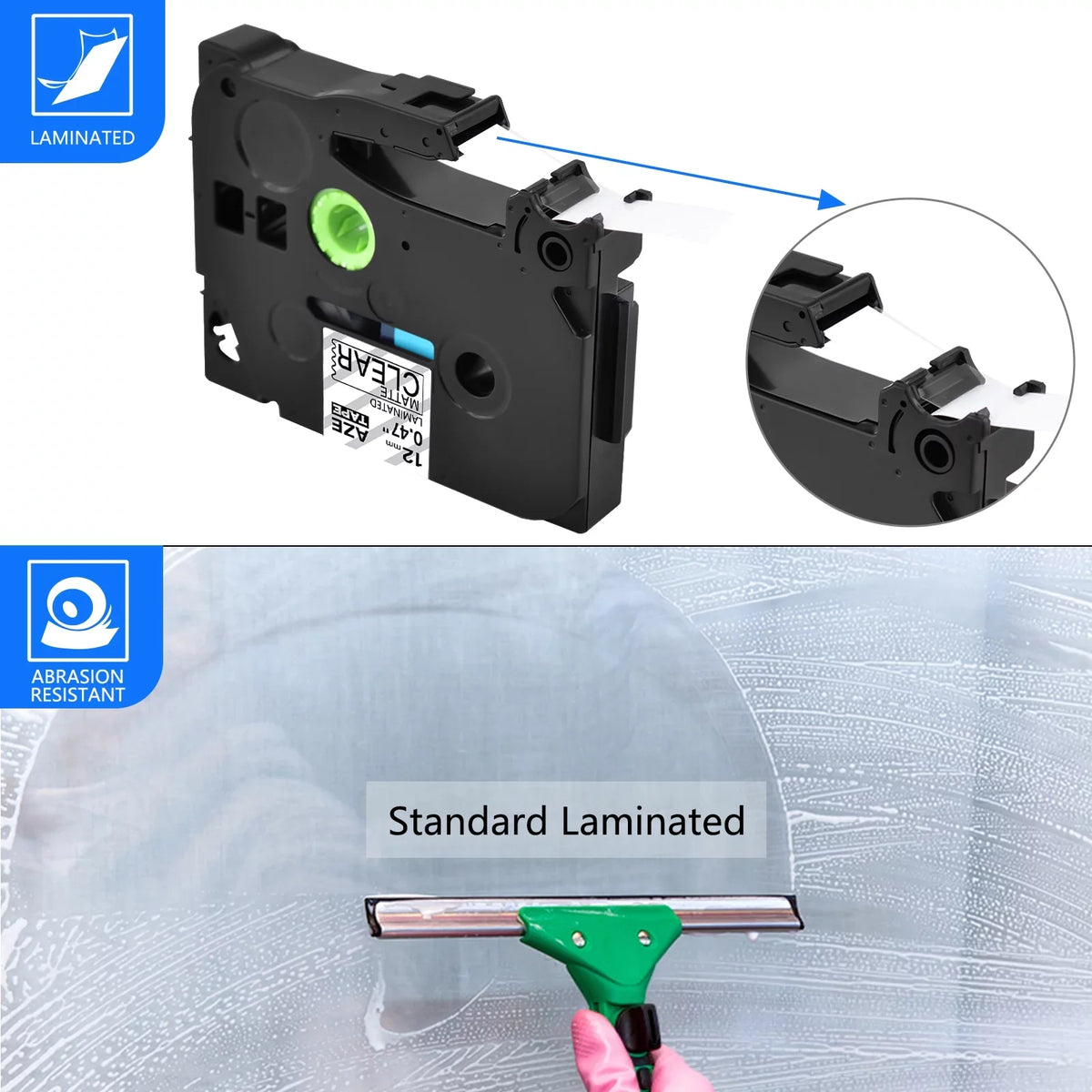 TZ-M31 Label 20PK Black Compatible on TZeM31 GREENCYCLE 0.47" for TZM31 Brother P-touch TZe-M31 Tape Laminated Clear 12mm Matte