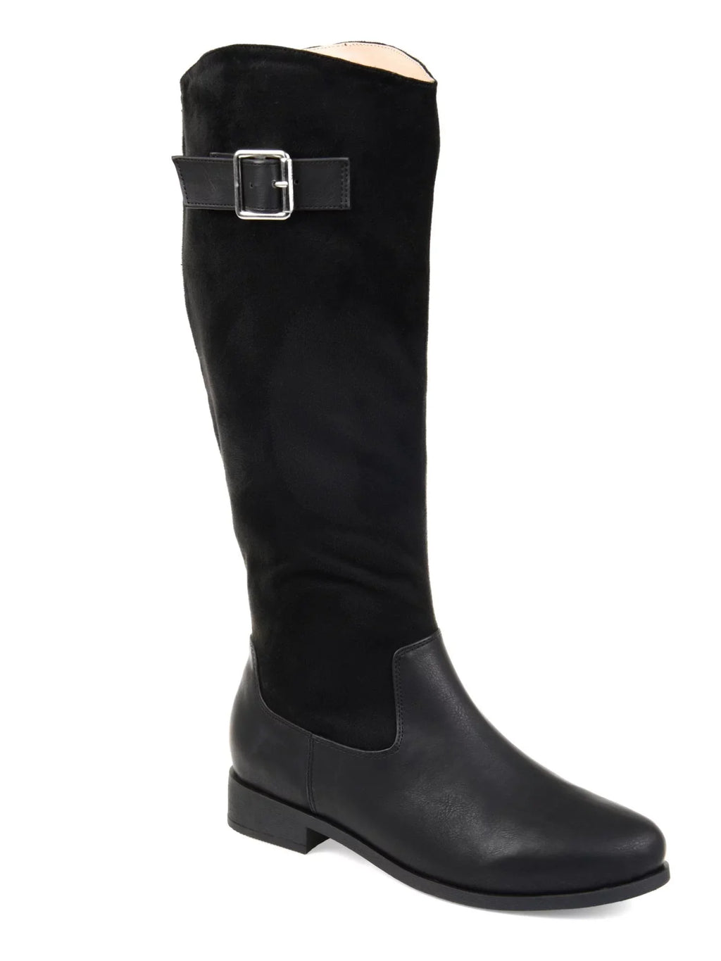 Zip-Up Comfort Frenchy Goring Riding Black Boot Almond Buckle WC Accent COLLECTION Heel 8.5 Block  Toe JOURNEE