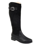Zip-Up Comfort Frenchy Goring Riding Black Boot Almond Buckle WC Accent COLLECTION Heel 8.5 Block  Toe JOURNEE