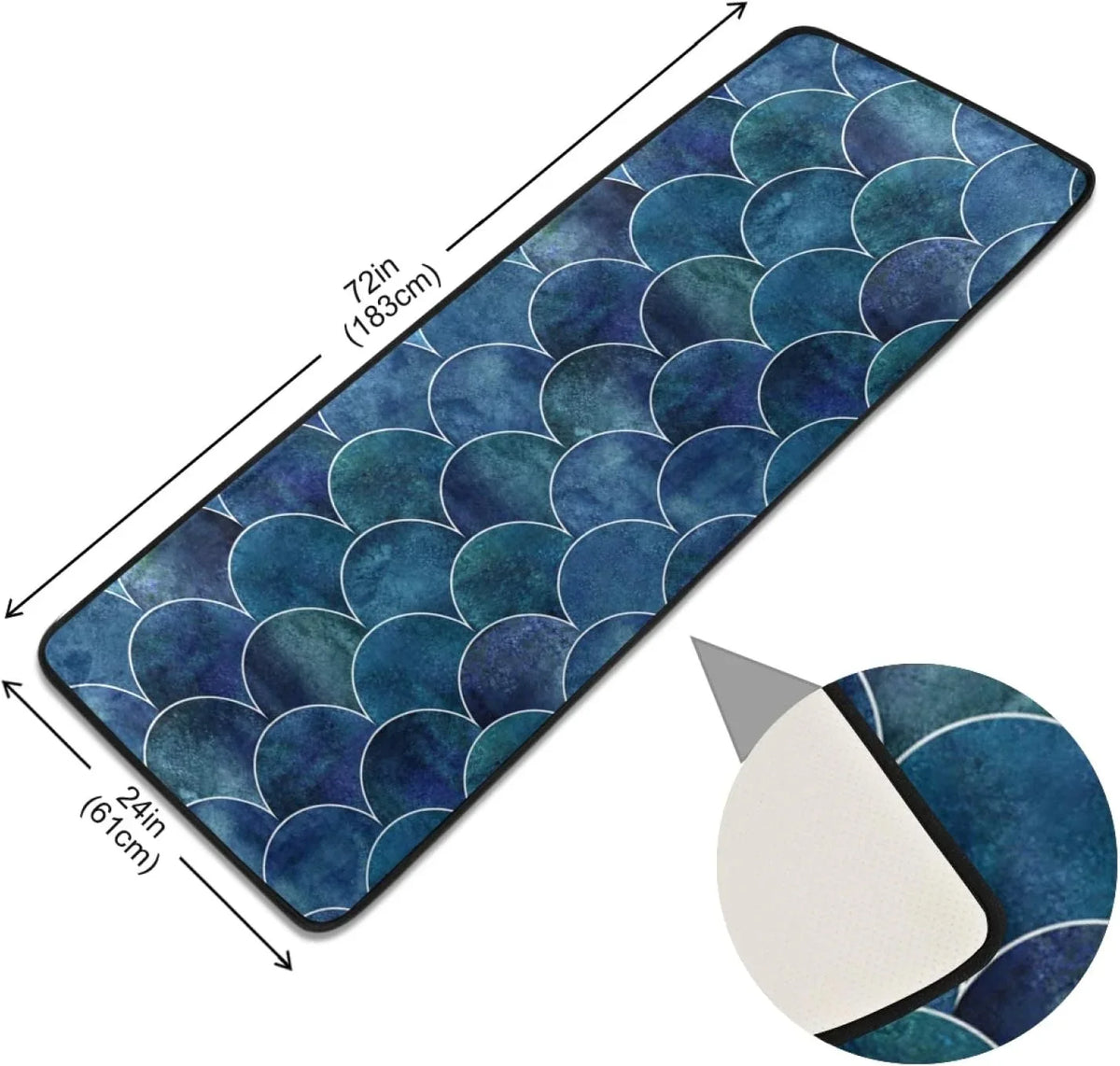 Indoor Runner Hallway Non-Skid Floor Japanese 2x6 Entryway Long and inch Scale Rugs Cushioned Mats Fish 72x24 Ocean Kitchen Rugs for Washable Wave