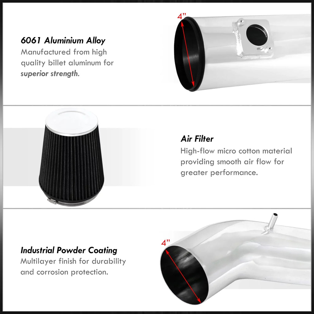 GMC Induction Filter Air Cold XL Cadillac System Distributors Silverado Escalade  Chevy + AJP Suburban Sierra Yukon Heat Compatible/Replacement Avalanche V8 Shield Intake For Tahoe Polish Aluminum