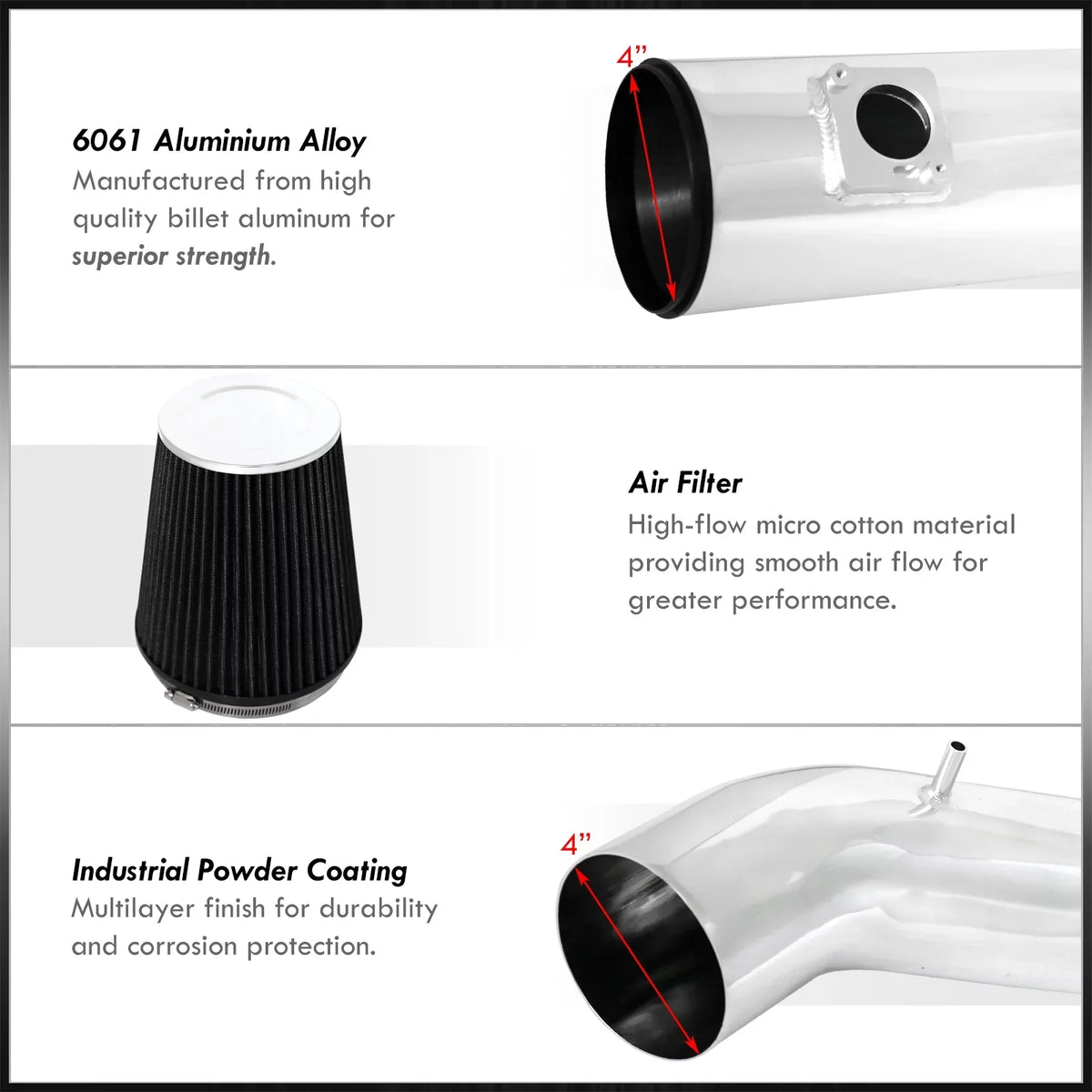 GMC Induction Filter Air Cold XL Cadillac System Distributors Silverado Escalade  Chevy + AJP Suburban Sierra Yukon Heat Compatible/Replacement Avalanche V8 Shield Intake For Tahoe Polish Aluminum