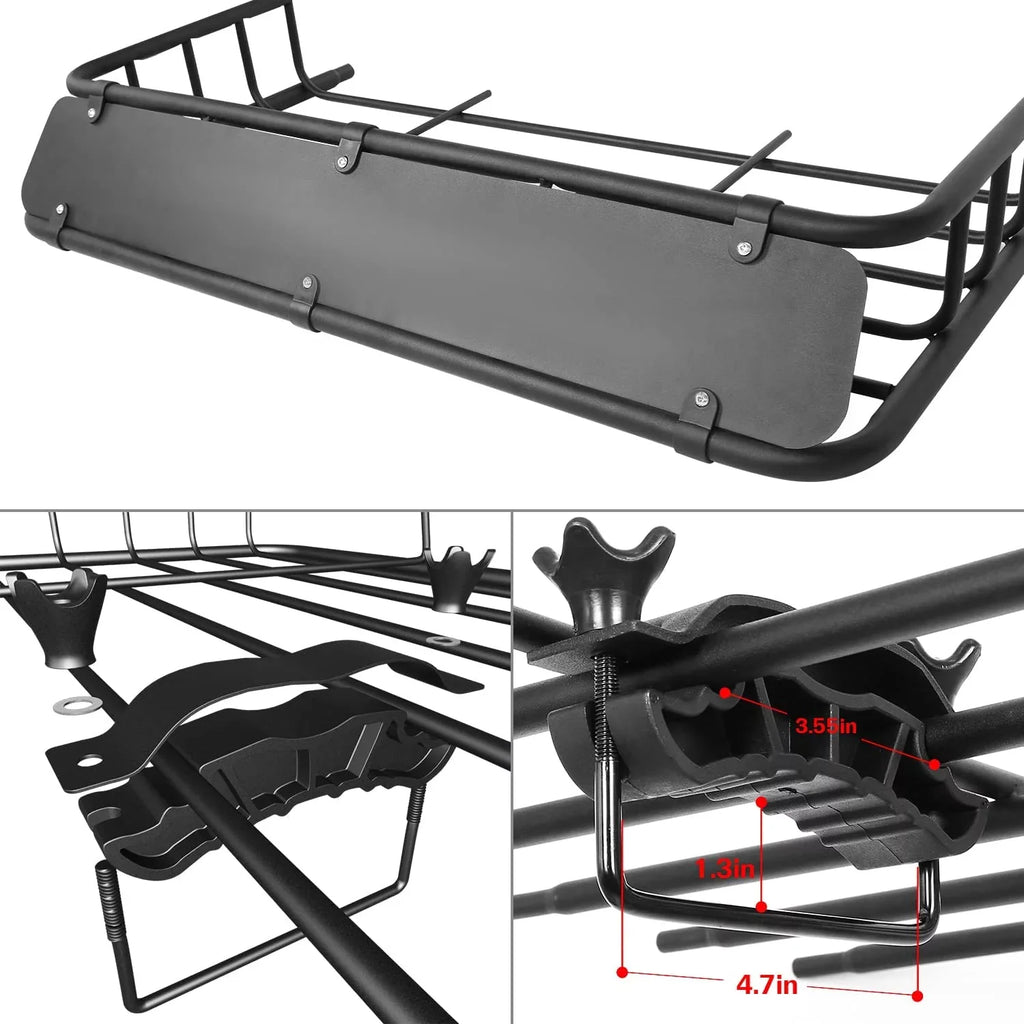 150lb x Luggage Tie Top SUV, Carrier Rooftop Construction Extension Rack Rack, Bag, Eyoloty and Down Holder Steel Liquidproof Net, for Strap, 34" Capacity, Cargo 54" Car Heavy Duty Basket Roof with