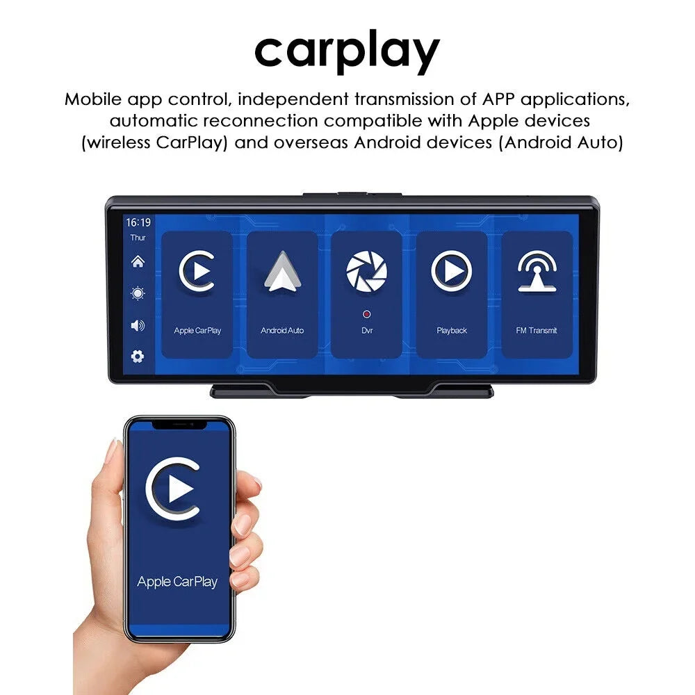 T91 Wireless Resolution, IPS Screen Bluetooth - WiFi 10.26'' Connected, Dash Dual Touch Lens, 2K KingFurt Screen, Enabled Cam