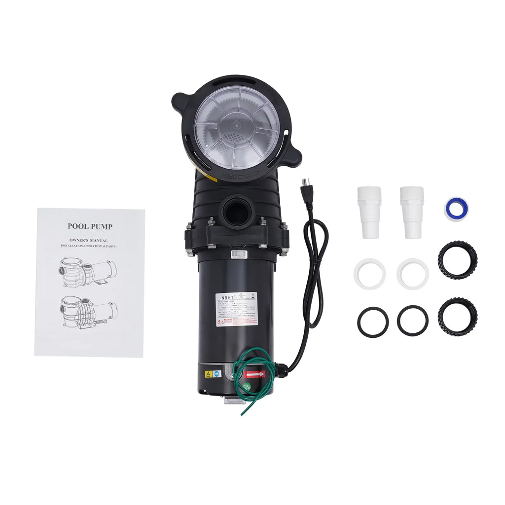 Inground/ Ground Miumaeov Connectors Basket Pool Above In-Ground Strainer with Voltage Dual Pump, and 2HP 6815GPH Swimming Pool Pump