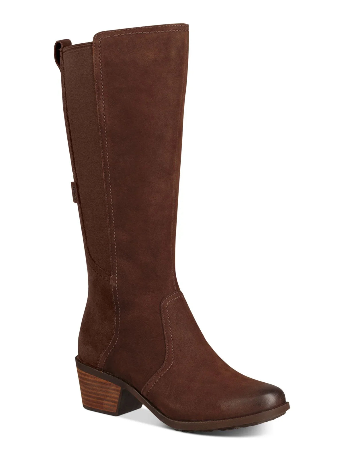 Goring Liquidproof Anaya Boot Block Padded Zip-Up Heel Leather Round  Riding Brown Toe 8 TEVA