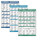 Set 27") Set Bodyweight of QuickFit 3 + - Workouts x 3 Dumbbell Pack (Laminated, 18" Poster Charts Routine - Exercises + Kettlebell Workout