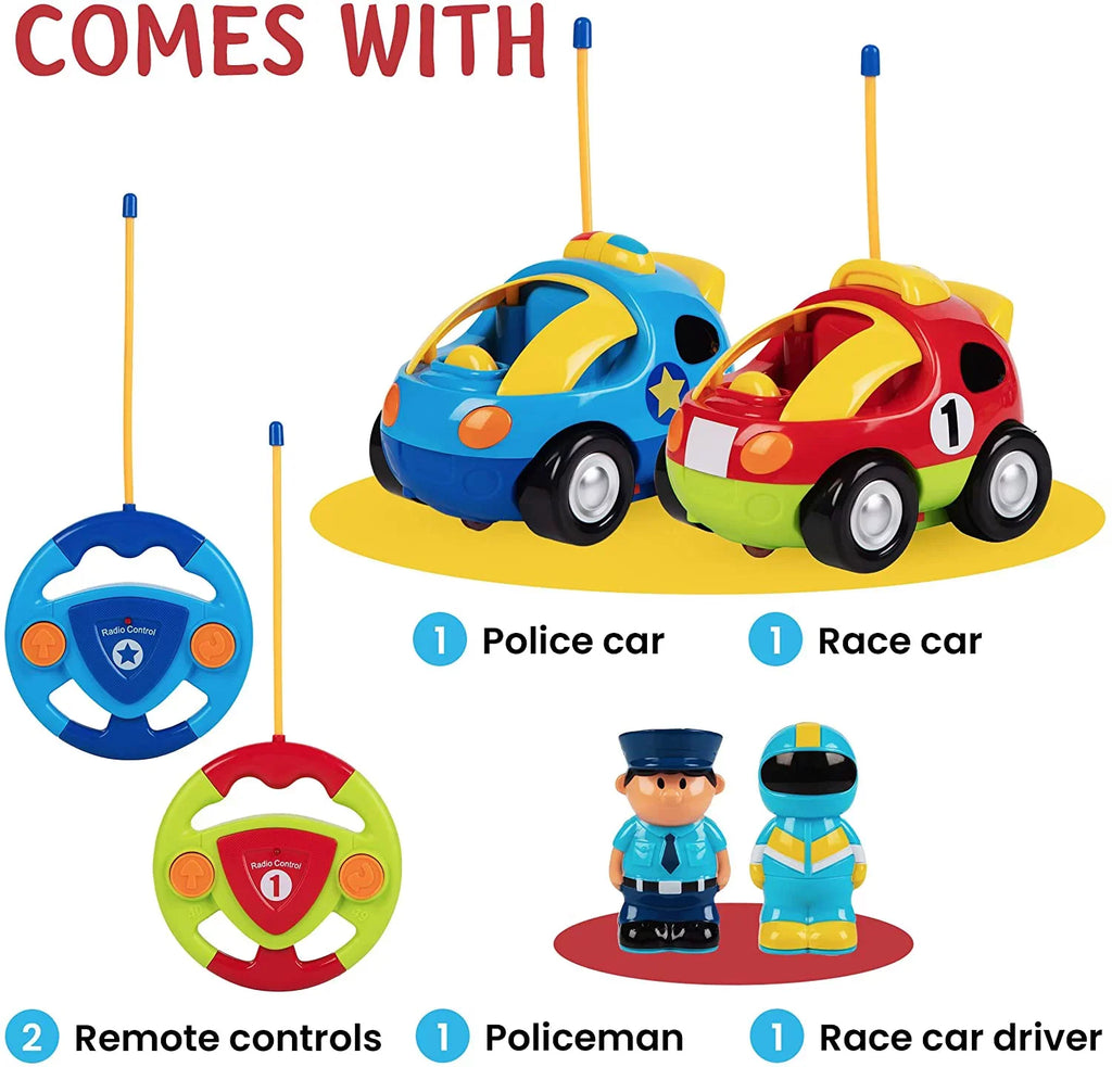 '- Different Can Cars Prextex Car Toddler Pack 2 So Boys Race 2-4 - for Ages Gifts Toys Race for Control Cartoon Each with Car & Girls Police Boys, - Together | Both RC Remote and Frequencies Kids,