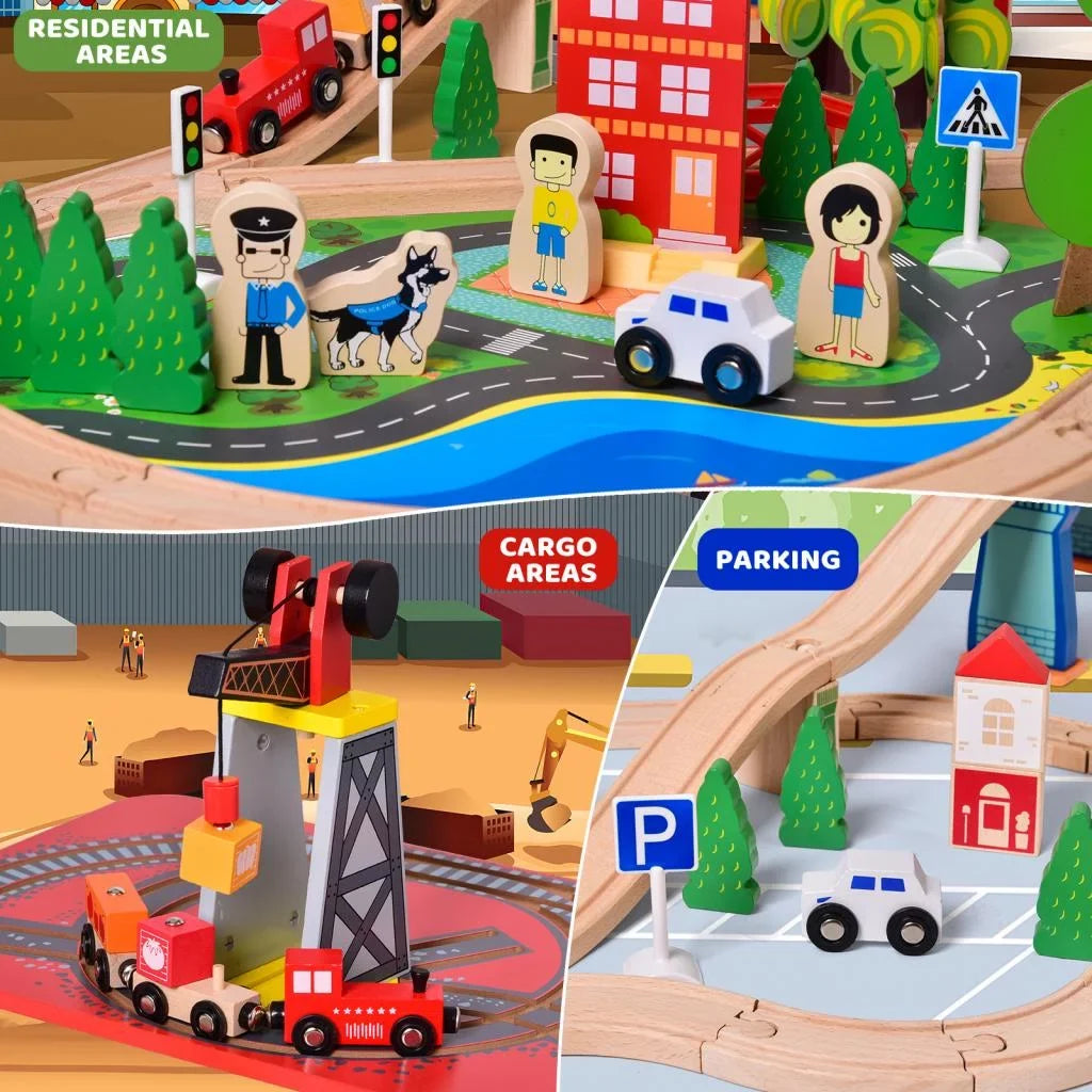 Little Enchanting Set Set, for Fun 88PCs Play Toys Wooden Age Train Toddlers 3+ Wooden