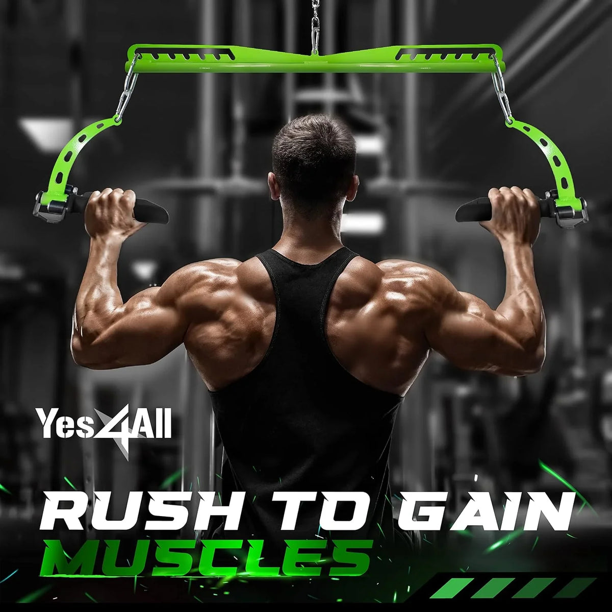 Pulldown Pulley Gym System Attachments Neutral Grip Cable Multi-Grip Bar/Spreader/Paddle for LAT Machine Home Wide Yes4All