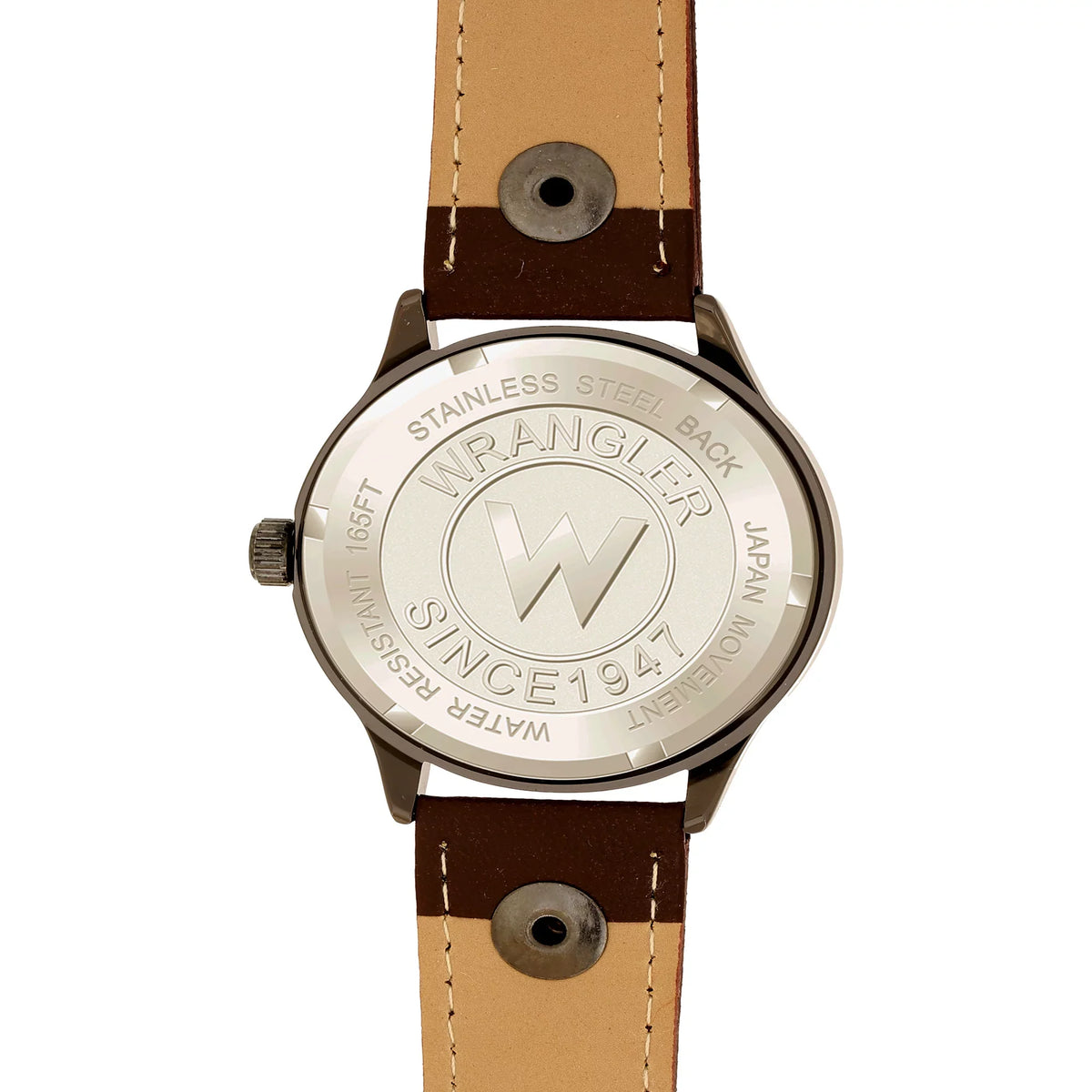 Wrangler Dial, 40mm Brown Strap Watch Golden Sunburst