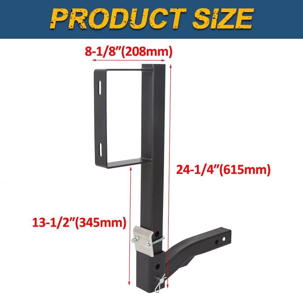 Receivers Spare Truck Trailer 24" Rack Fits Car Carrier Universal KOJEM RV All Tire High 2" Tire Tire Mount Hitch Hitch Spare